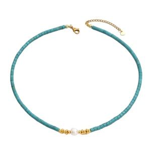 Brand New Handmade Turquoise Necklace with Freshwater Pearl